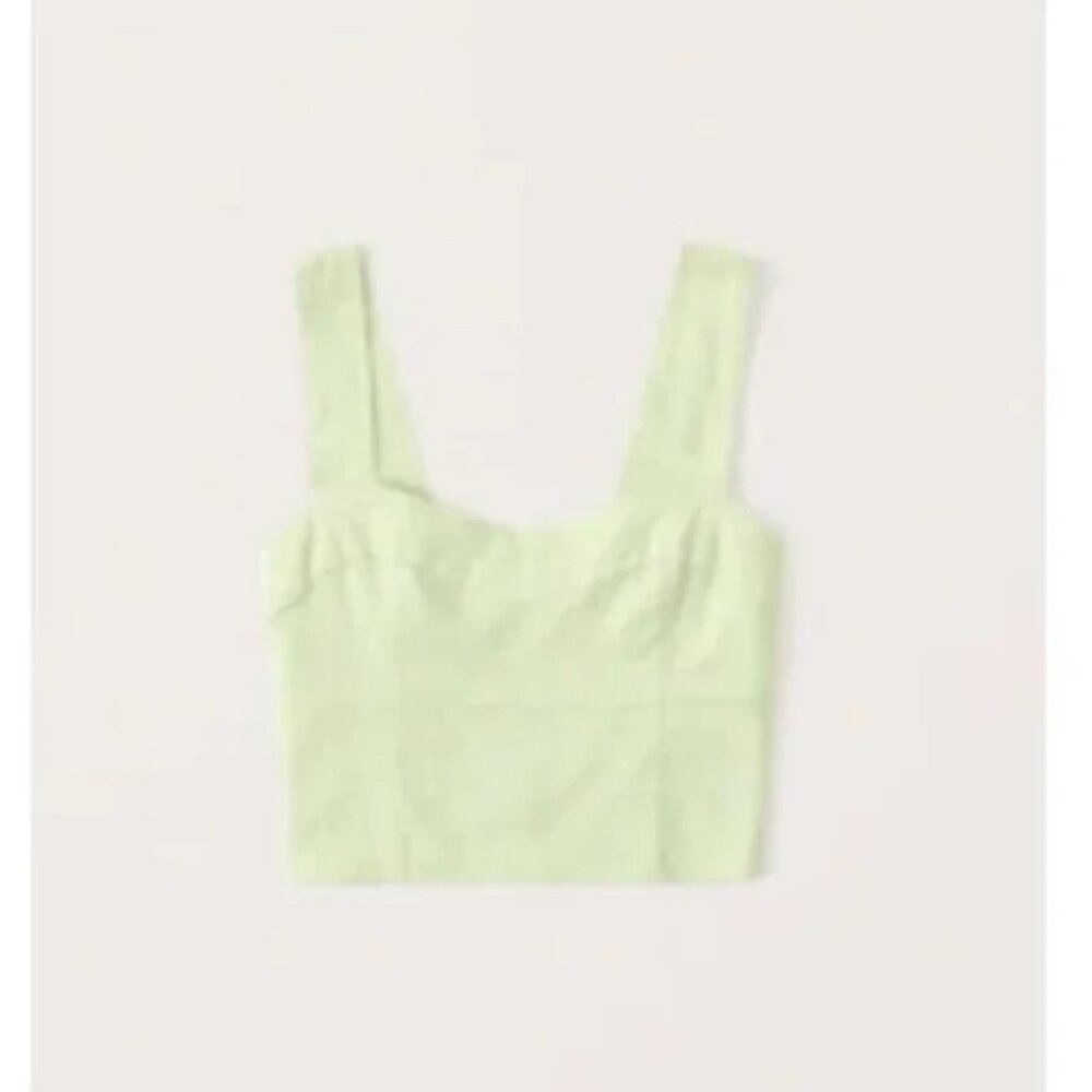 Abercrombie & Fitch Linen-Blend Corset Set Top, Medium, Lime